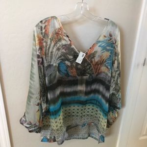 Really colorful and sheer blouse